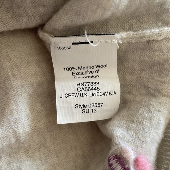 J. Crew 3/4 Sleeve Embroidered Merino Wool Sweater - Picture 5 of 5